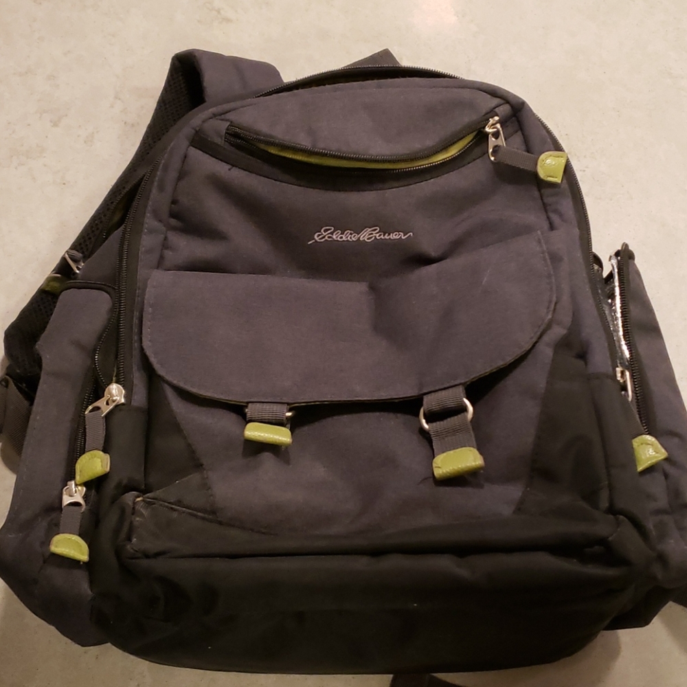 Eddie Bauer Diaper Backpack Dark Grey And Green Gem